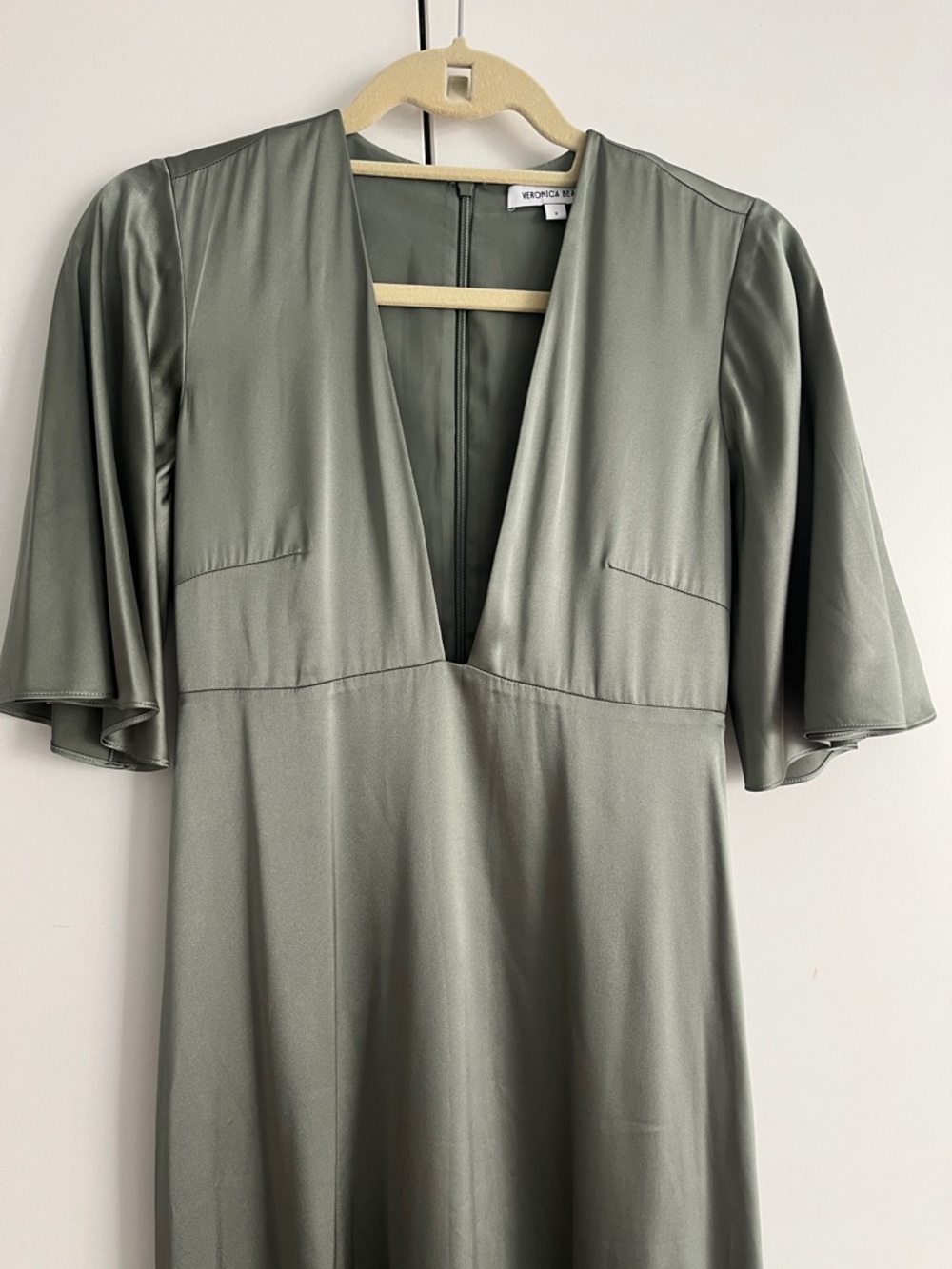 Veronica Beard Olive Green Deep V Maxi Dress - Picture 3 of 4